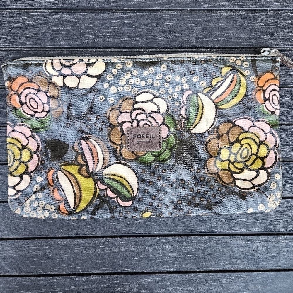 Fossil Key Per Pouch Makeup Organizer Bag Retro Vintage Zip Top Colorful Clutch